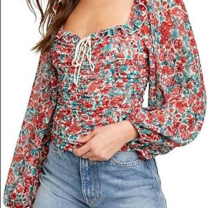 Free People Mabel Floral Print Blouse